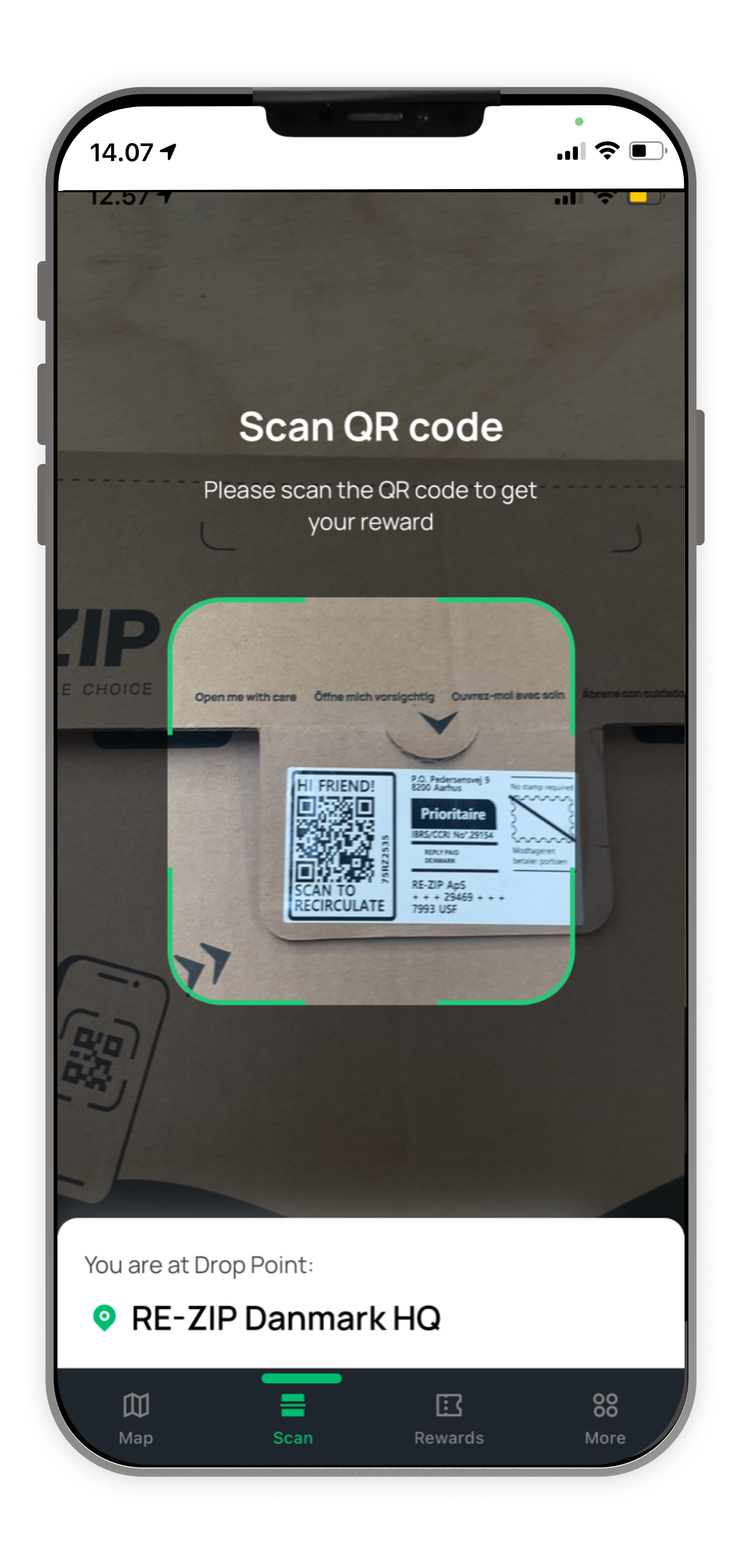 RE-ZIP scan screen